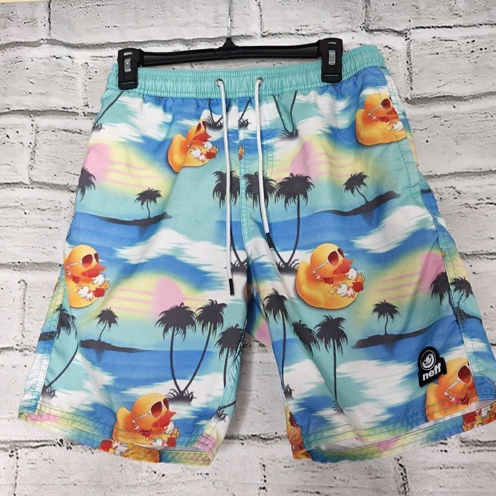 Tilly's Neff Rubber Duck Hot Tub Board Shorts Mens Size Small Hawaiian Swim Surf